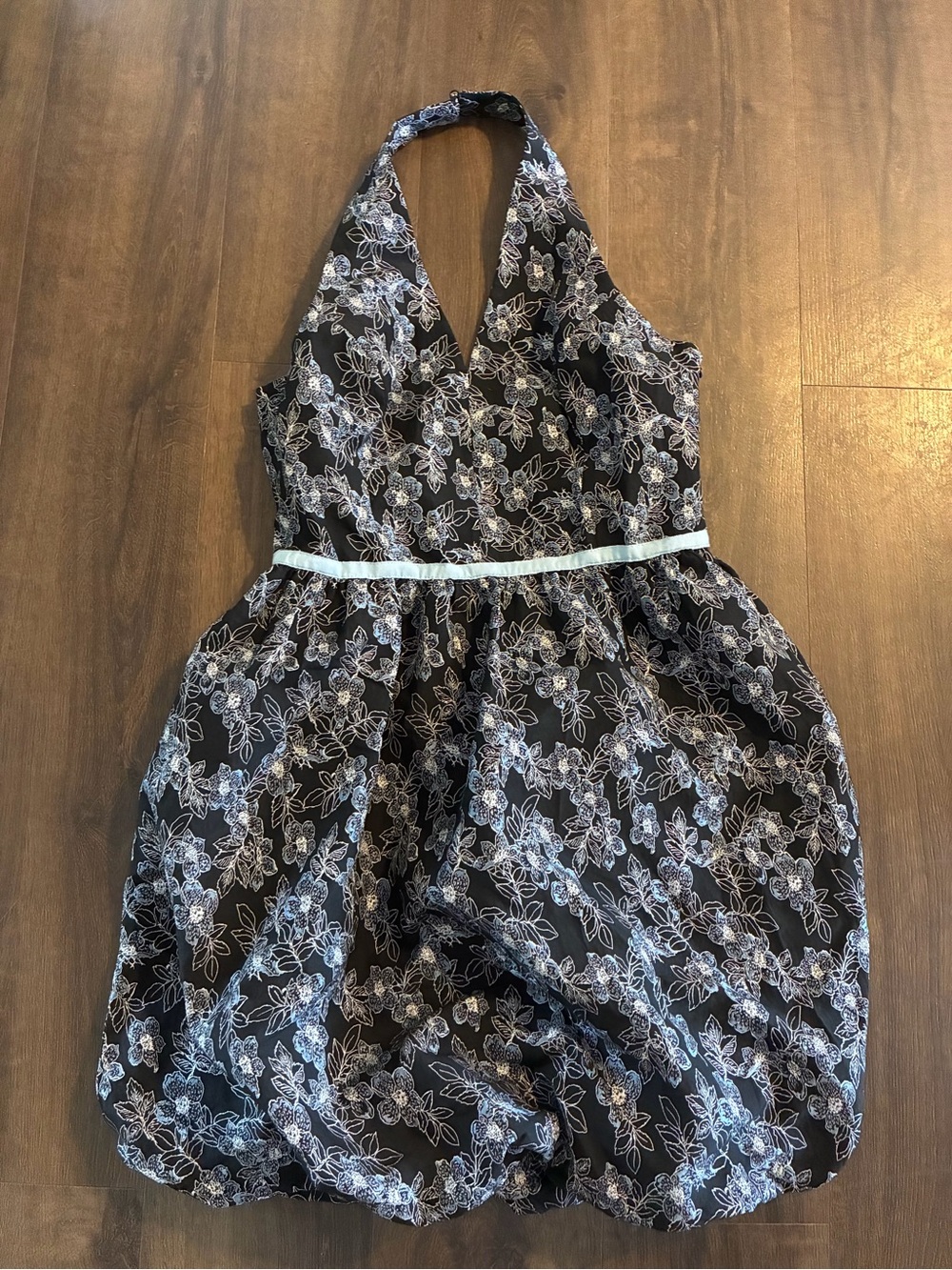 Maggy London Floral Halter Bubble Hem Cocktail Dress Size 14